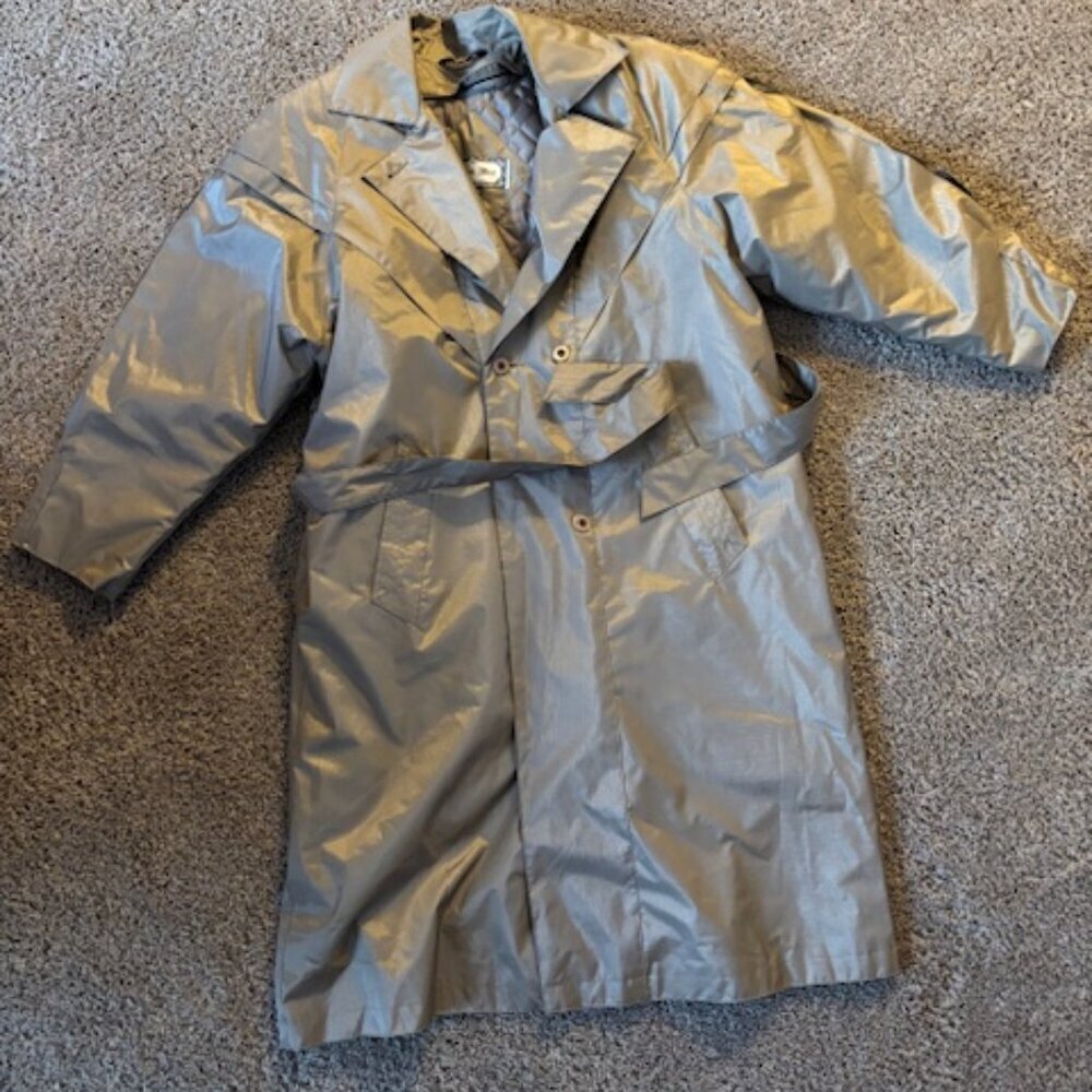 80s Vintage British Mist Gold Trench Coat size 16